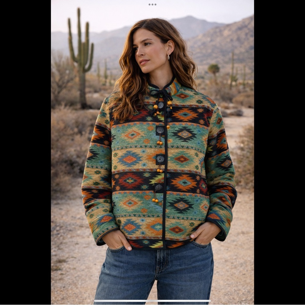 Flashback Southwestern Tapestry Jacket Boho Aztec Print